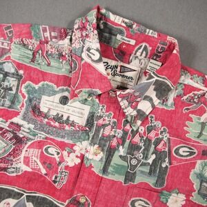 Reyn Spooner Georgia Bulldogs Football Reverse Print Men L Red Hawaiian Aloha